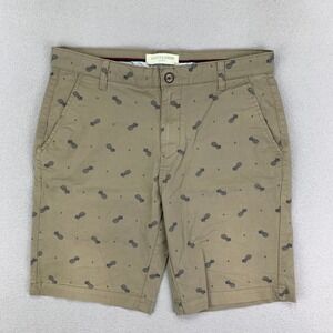 Hudson & Barrow Chino Shorts Mens 32 Tan Pineapple Pattern AOP Khaki Preppy Golf